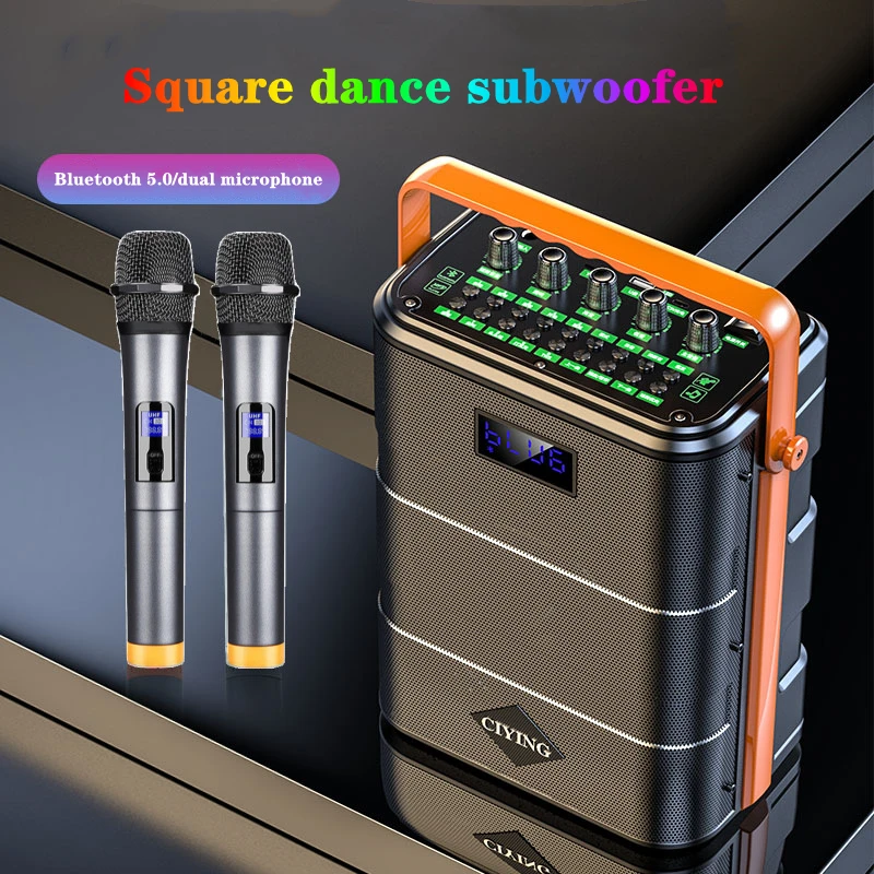 

caixa de som portable home k song subwoofer bluetooth speaker with wireless microphone outdoor high-power speaker U disk TF card