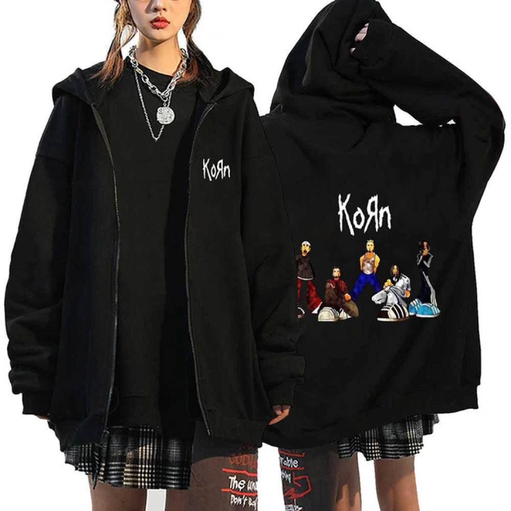 

Свитшоты Korn рок-группа Band, толстовки WORLD TOUR, Мультяшные винтажные металлические готические уличные куртки на молнии, топы, флисовые пальто большого размера