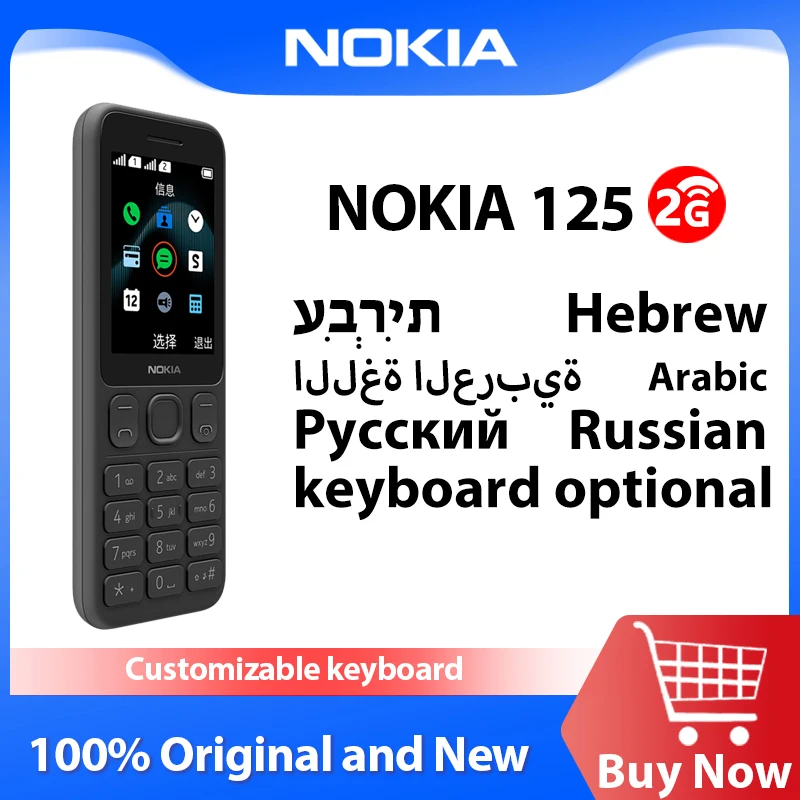 New and Original Nokia 125 2G Mobile Phone Multilingual Dual
