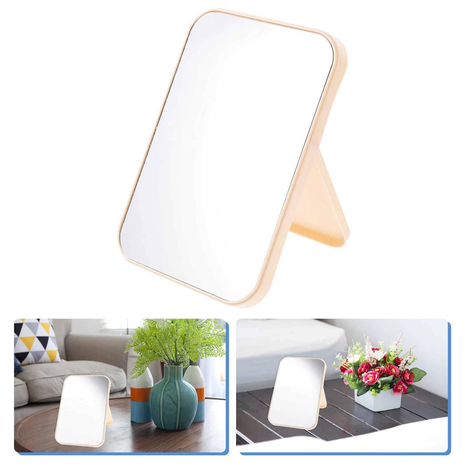 

Mirror Makeup Folding Foldable Vanity Stand Portable Collapsible Tabletop Table Travel Mirrors Compact Desk Desktop Square Women
