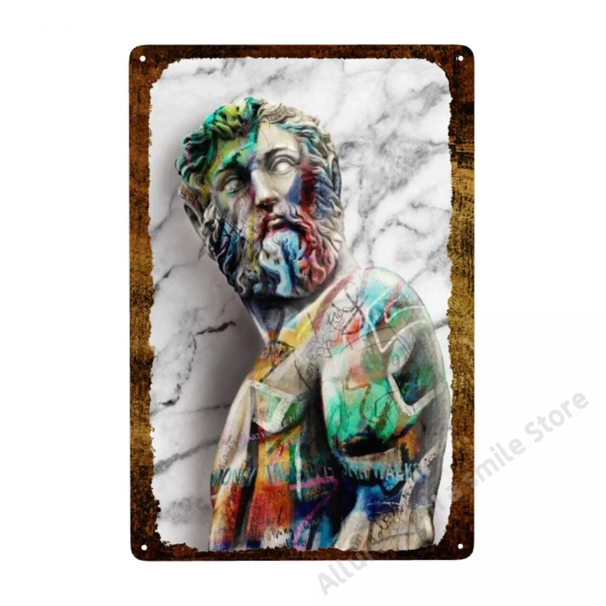 

Graffiti Art Statue Love Chris Bellini Poster - Tin Sign Poster Vintage Wall Poster Metal Sign Decorative Wall Panel Plaque