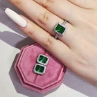 Комплект ювелирных изделий для невесты, серебристого цвета, обручальное кольцо с ореолом, круглые серьги-гвоздики для свадьбы, рождественский подарок, искусственное кольцо, 2 шт. в упаковке