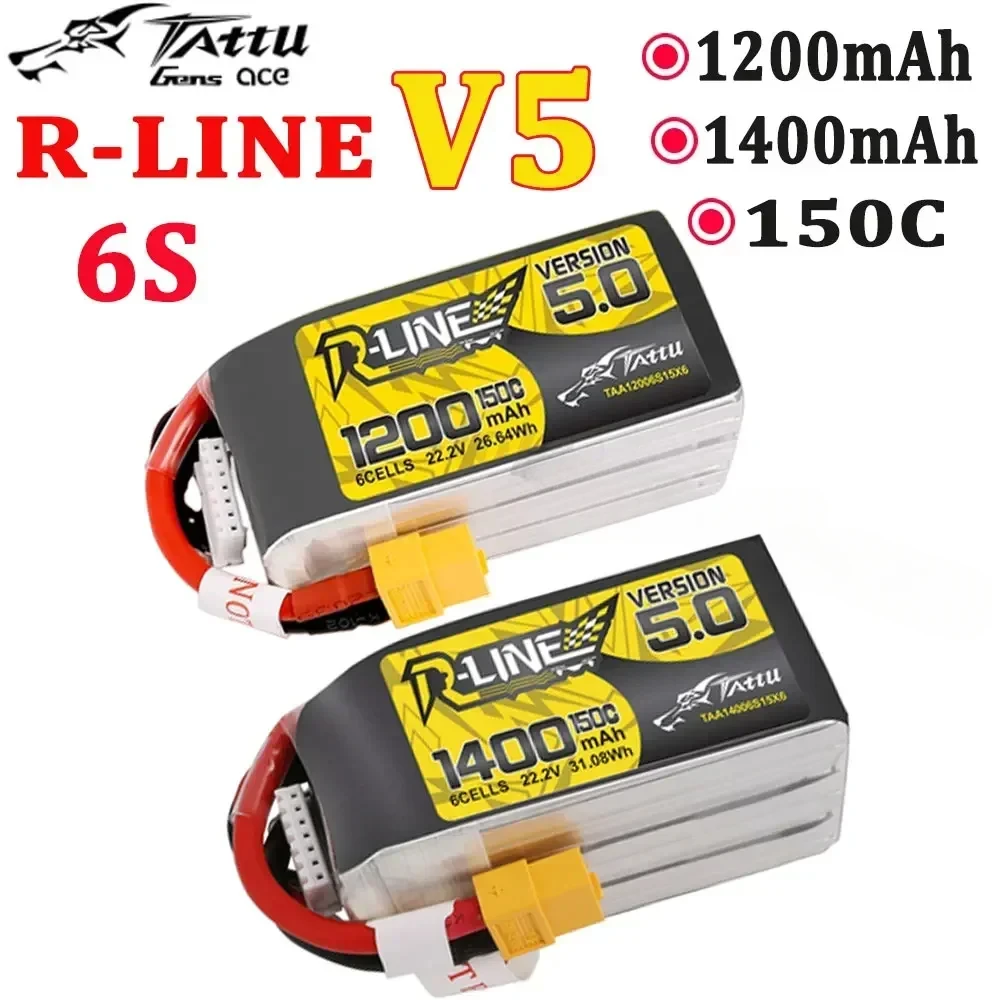 TATTU R-Line версия 5.0 V5 1200 мАч 1400 22 2 В 150C 6S1P LiPo аккумулятор с разъемом XT60 для RC FPV Racing Drone