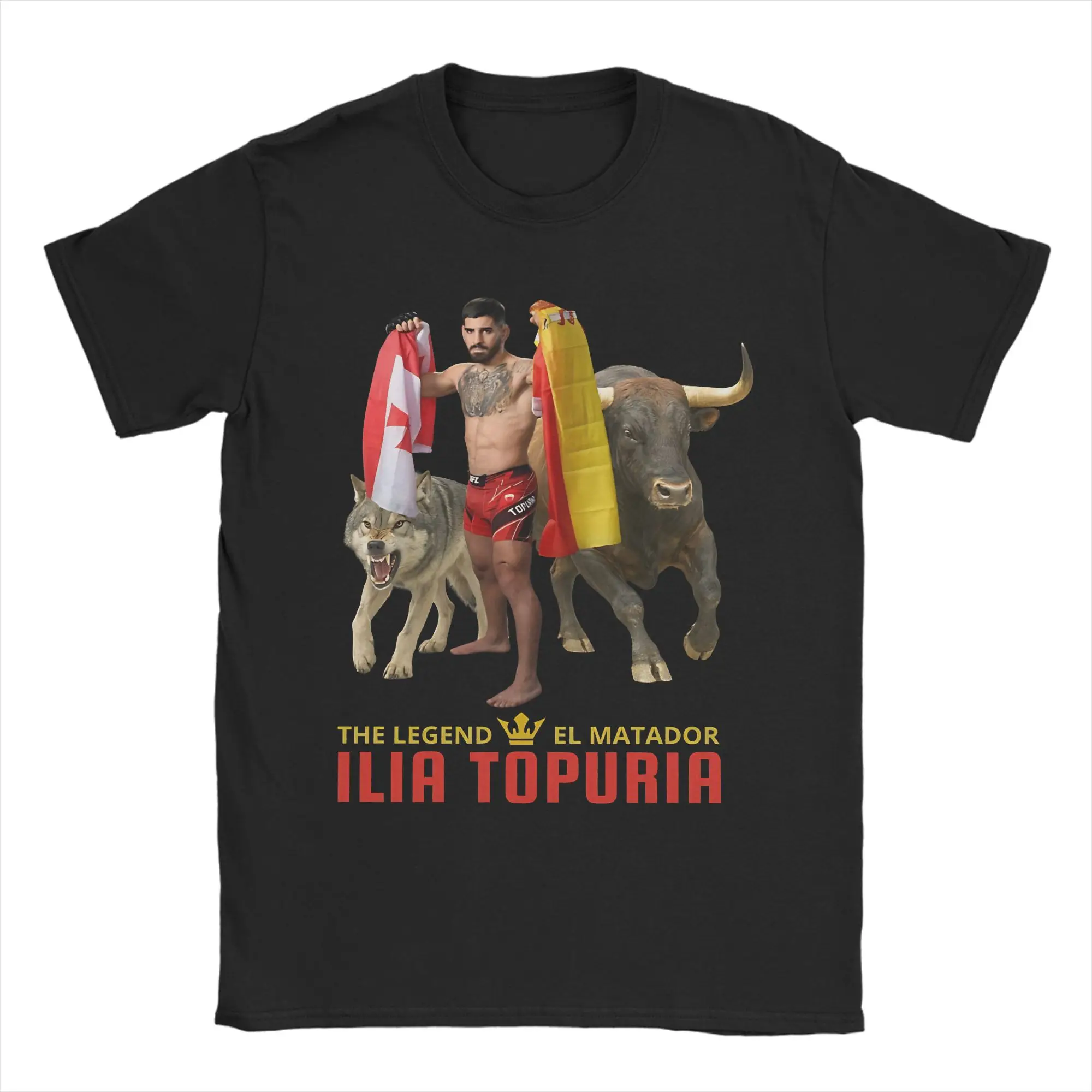 Фото 2026 El Matador Ilia Topuria Merch Мужские и женские футболки из 100% хлопка с графическим принтом №4