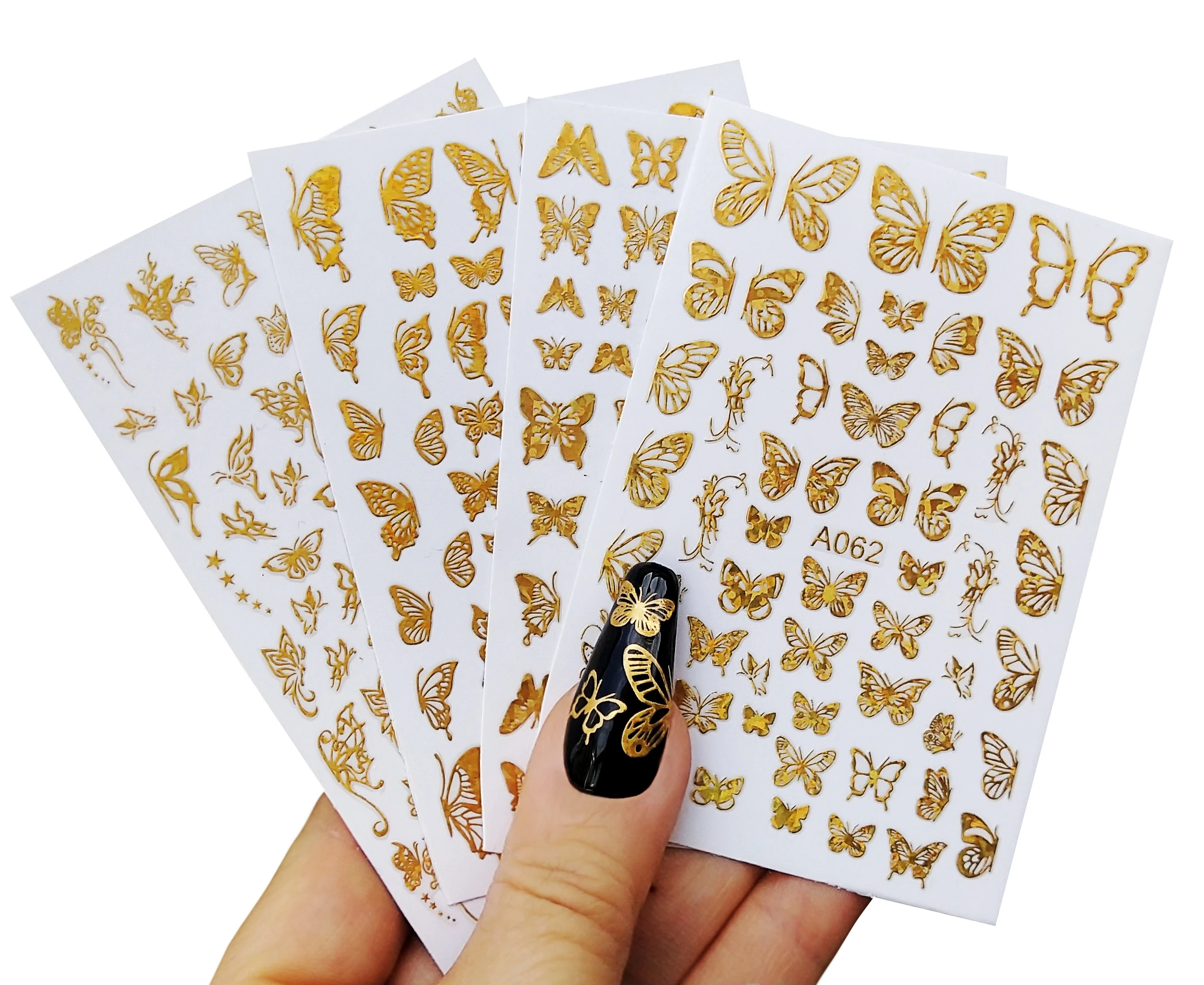 

3D Luminous Butterfly Halloween Nail Stickers Adhesive Nails For Ladies And Girls Multicolor Press On Nails Nail Art Decorations