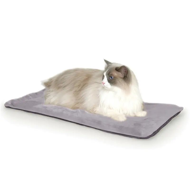 

Pet Thermo-Kitty Mat Heated Cat Bed Gray 12.5 X 25 Inches Casa p gatos Cat rug Cat donut bed Pet tent for cat Cat tunnel For ca