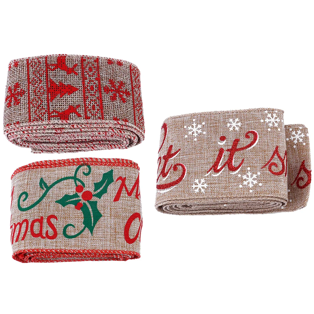 

3pcs Christmas DIY Ribbons Chic Gift Wrapping Ribbons Stylish Packing Ribbons