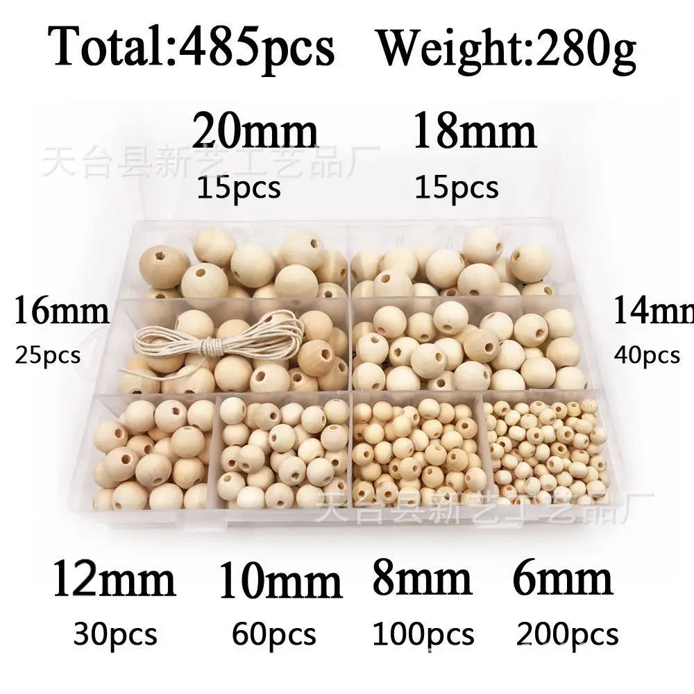 

Деревянные бусины для поделок «сделай сам», 485 шт., бусины ручной работы с большими отверстиями, бусины россыпью, подарочные аксессуары для и...