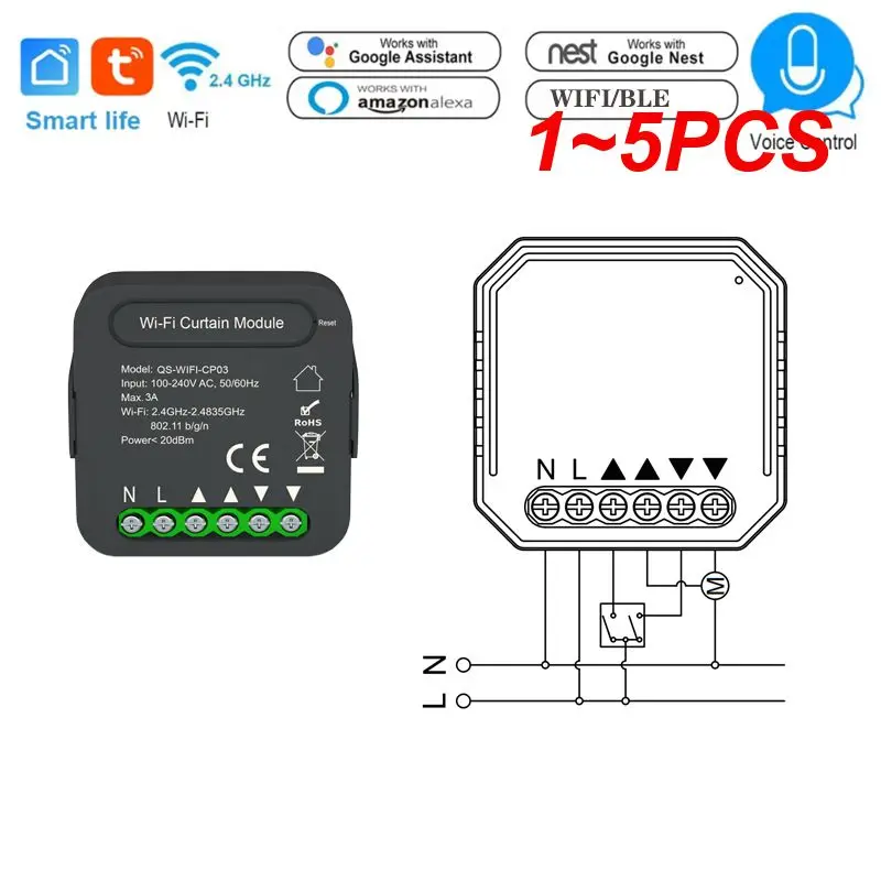 

1~5PCS QS-Zigbee/Wifi-CP03 Tu-ya ZigBee/WiFi Curtain Switch Module for Roller Shutter Blinds Motor Smart Home Google Home Alexa