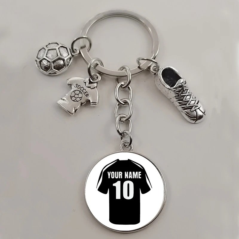Футбольный брелок DIY с настраиваемым именем футбольного мальчика для любителей, настраиваемый логотип футбольного клуба.