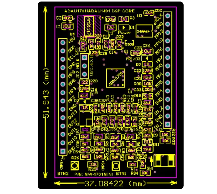 Фото Мини-плата ADAU1701 SigmaDSP, 28-56-битный аудиопроцессор I2S/SPI для SigmaStudio DIY №4
