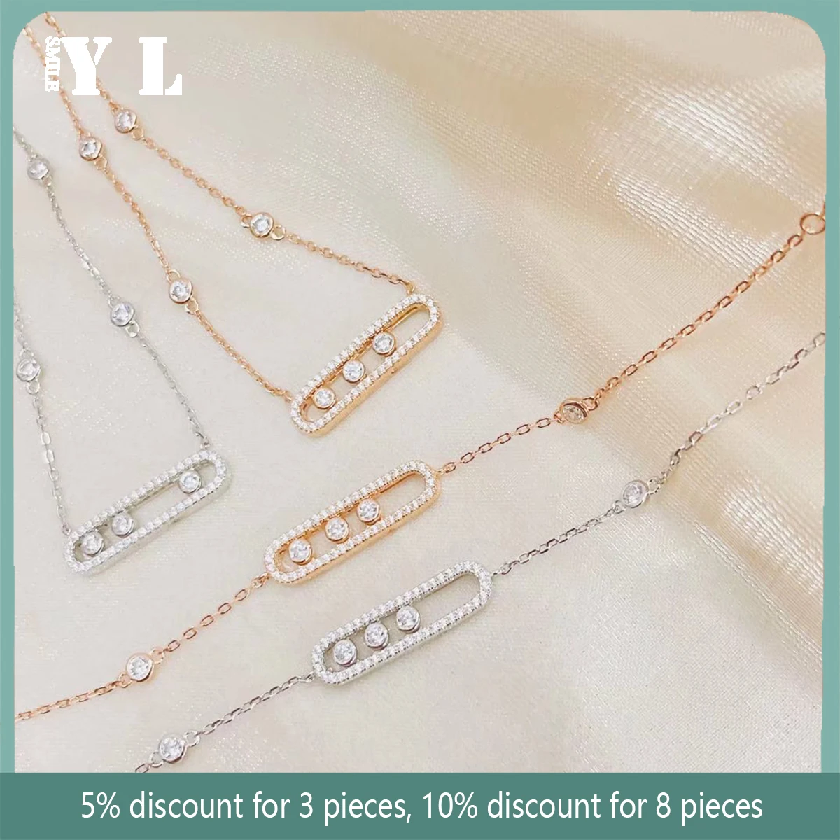 

925 Sterling Silver 14K Gold-plated High-quality Zircon Necklace Is Suitable for Women. Move The Diamond. Exquisite Gift