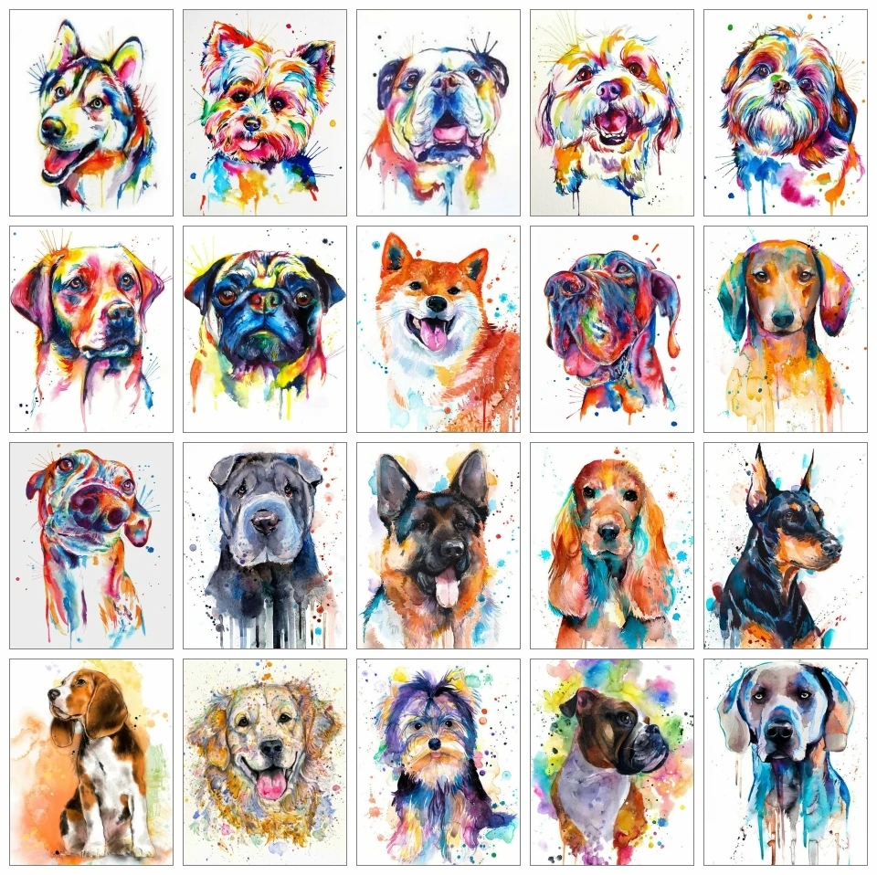 

AZQSD Acrylic Picture By Numbers Animal Dog Painting By Numbers Draw On Canvas Home Decor Gift Wall Art 40x50cm Framed