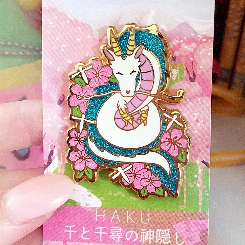 

Anime Spirited Away Cute Gorgeous Hard Enamel Pins Cartoon White Dragon And Chihiro Brooches Studio Ghibli Fans Collect Gift