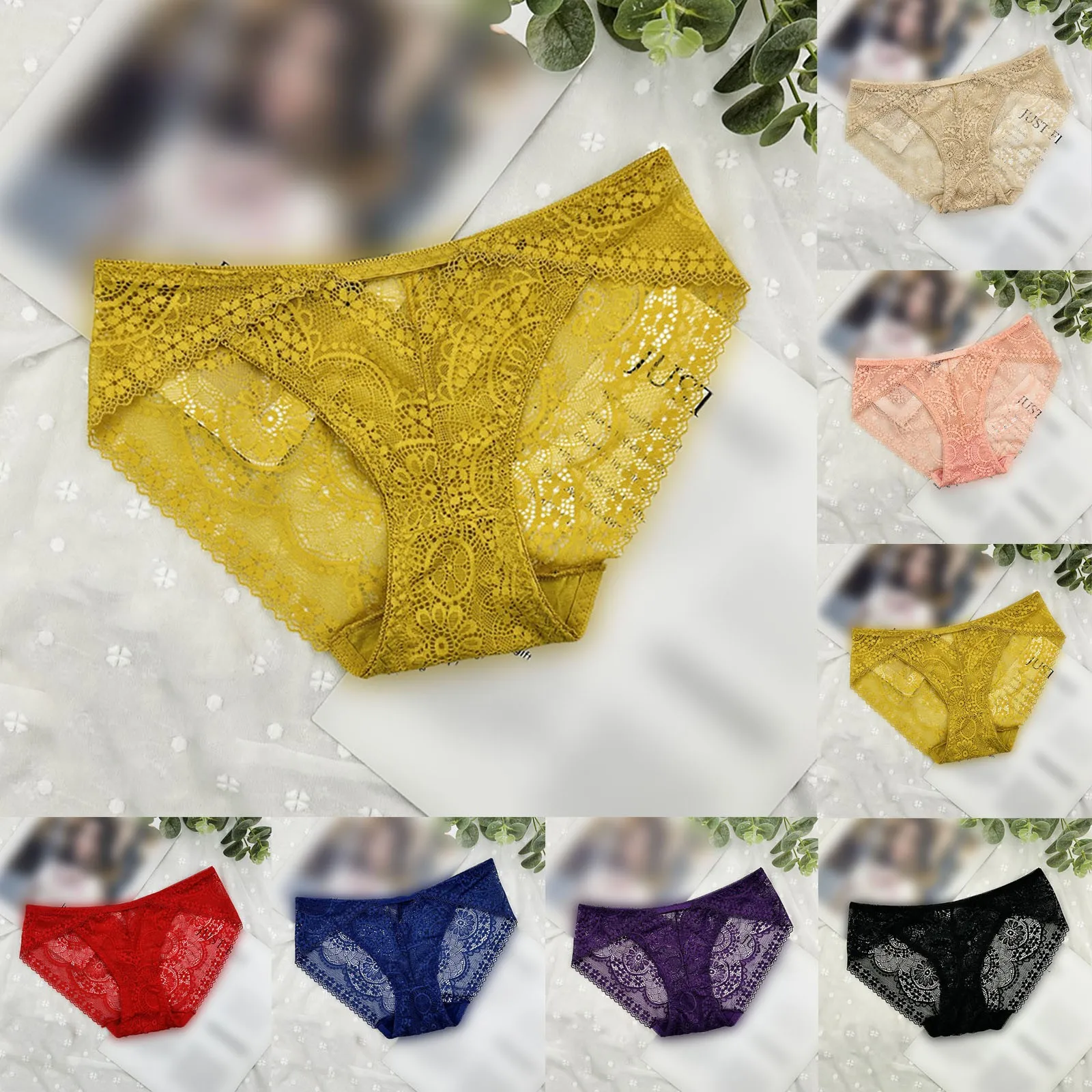 

Women's Low Waist Mesh Briefs Solid Color Cotton Crotch Underwear Panties Women Briefs