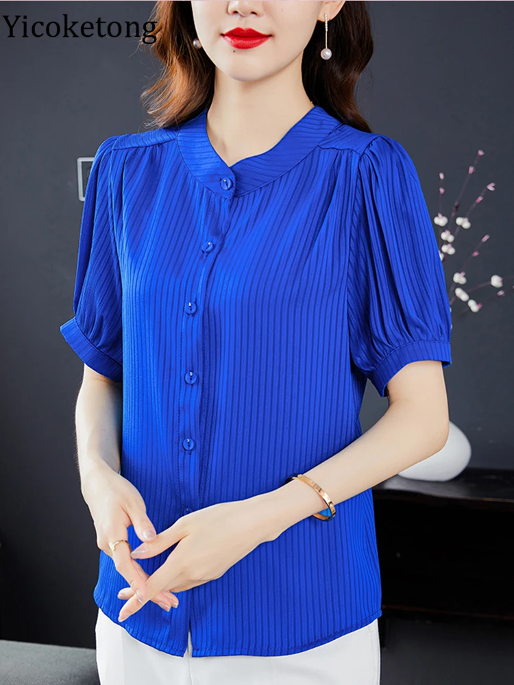 Женская шифоновая блузка с коротким рукавом V-образным вырезом - купить по