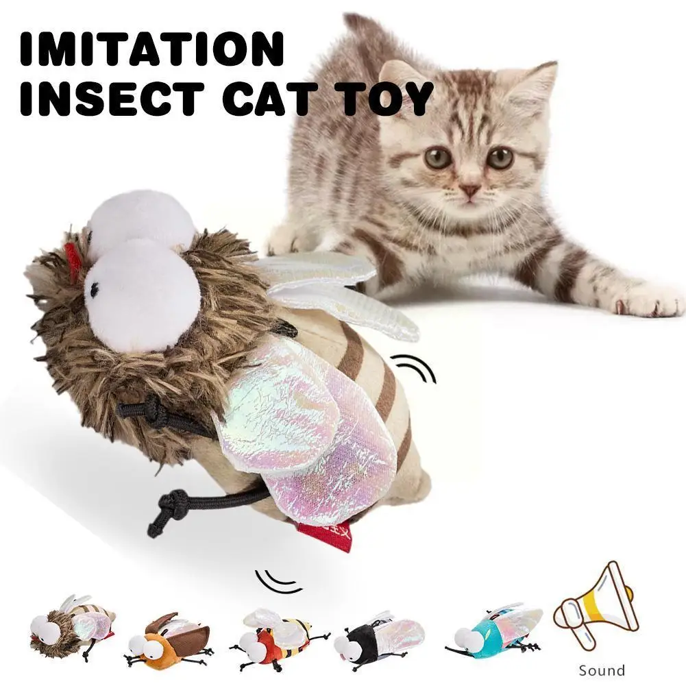 

Nip Toys Crinkle Squeaky Nip Toys Interactive Animal Toys Dog Pet Plush Stuffed Bee Toy Crickets Flies Kitten P3i5