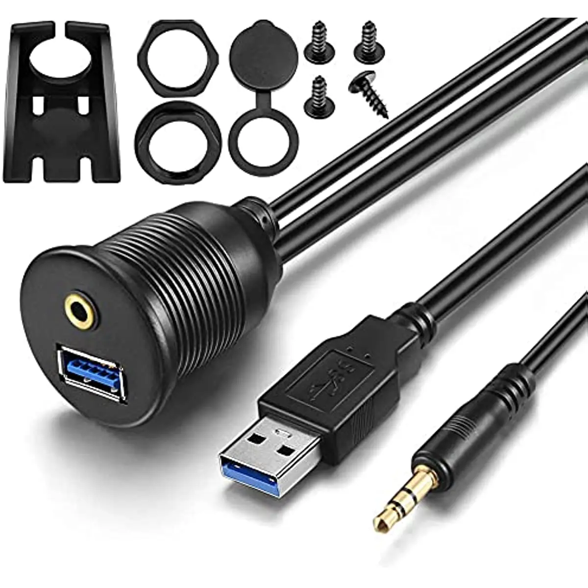 

Удлинитель USB 3,0 и 3,5 мм AUX для крепления на приборной панели автомобиля, лодки, мотоцикла, водонепроницаемый шнур