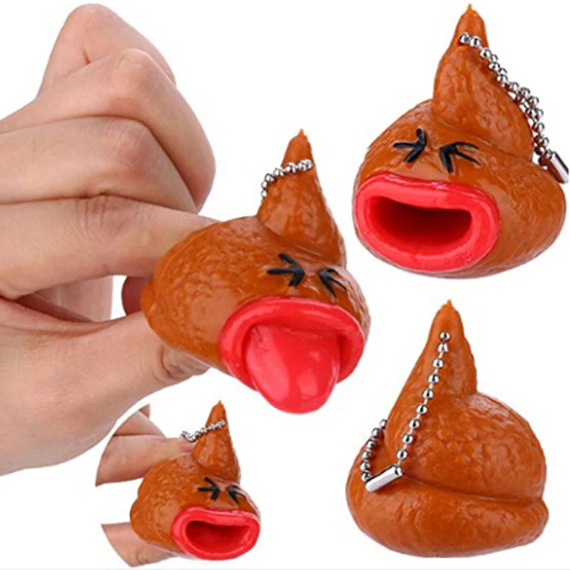 

1pcs New Funny Poop Keychains Emoticon Toy Pop Out Tongues Novelty Fun Little Tricky Prank Antistress Toy For Kids Or Children