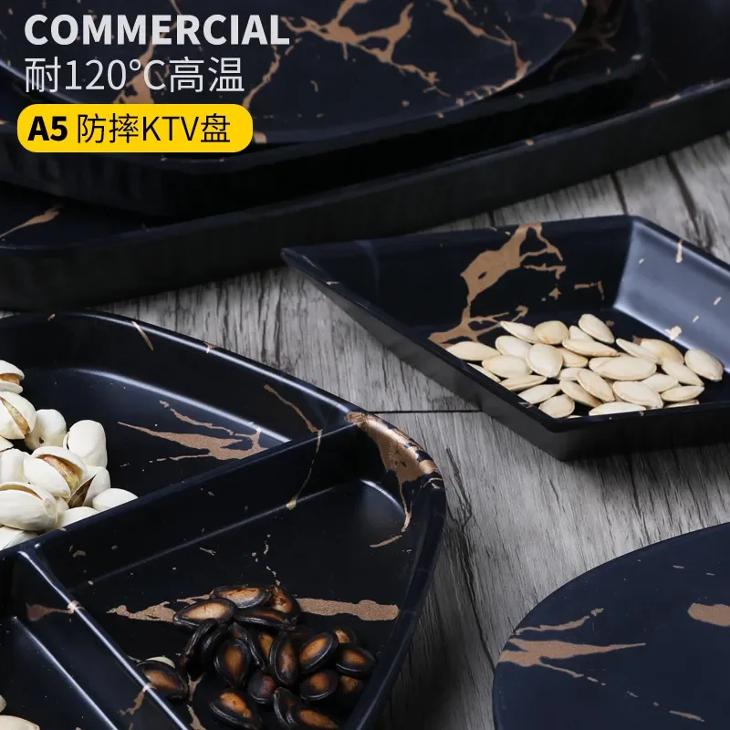 Меламиновая посуда тарелка для закусок мраморный узор плоская стейка поднос