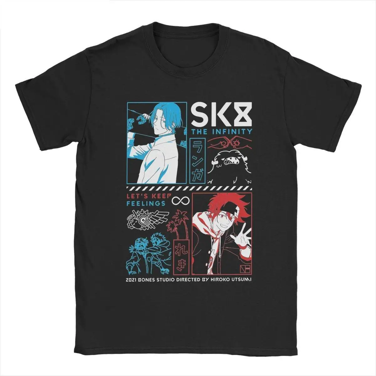SK8 The Infinity Reki & Langa T-Shirts for Men Funny Pure Cotton Tees Round Neck Short Sleeve T Shirt Big Size Tops