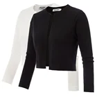 Женский вязаный свитер Grace Karin, мягкий винтажный Повседневный Кардиган с рукавом 34 и круглым вырезом, укороченная трикотажная одежда