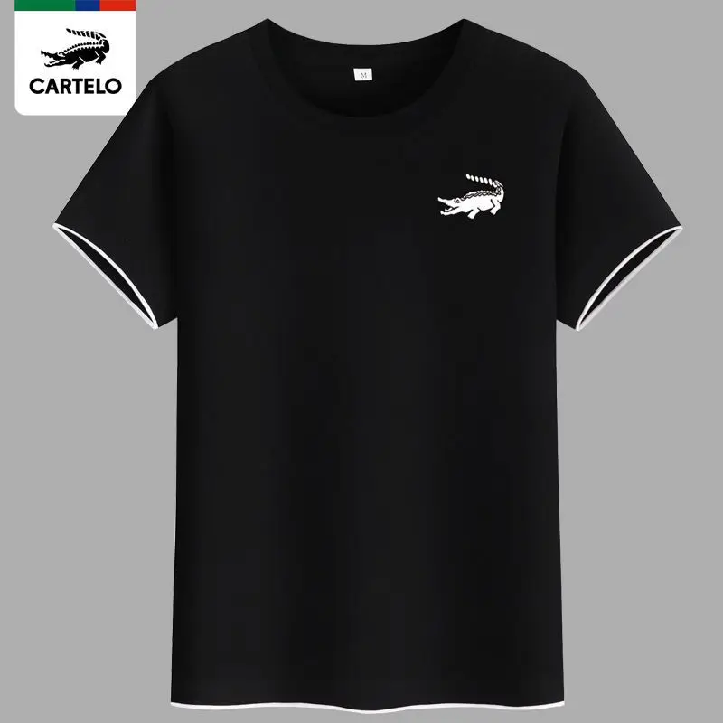 Купи 2023 New Summer Fashion Cotton CARTELO Brand Men's Fashion Short Sleeve Loose Half Sleeve T-shirt Student Youth Undercoat Tees за 800 рублей в магазине AliExpress