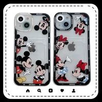 clear card wallet pocket case for iphone 14 13 12 11 pro max cartoon mickey mouse cases for iphone 8 7 plus x xr xsmax cover