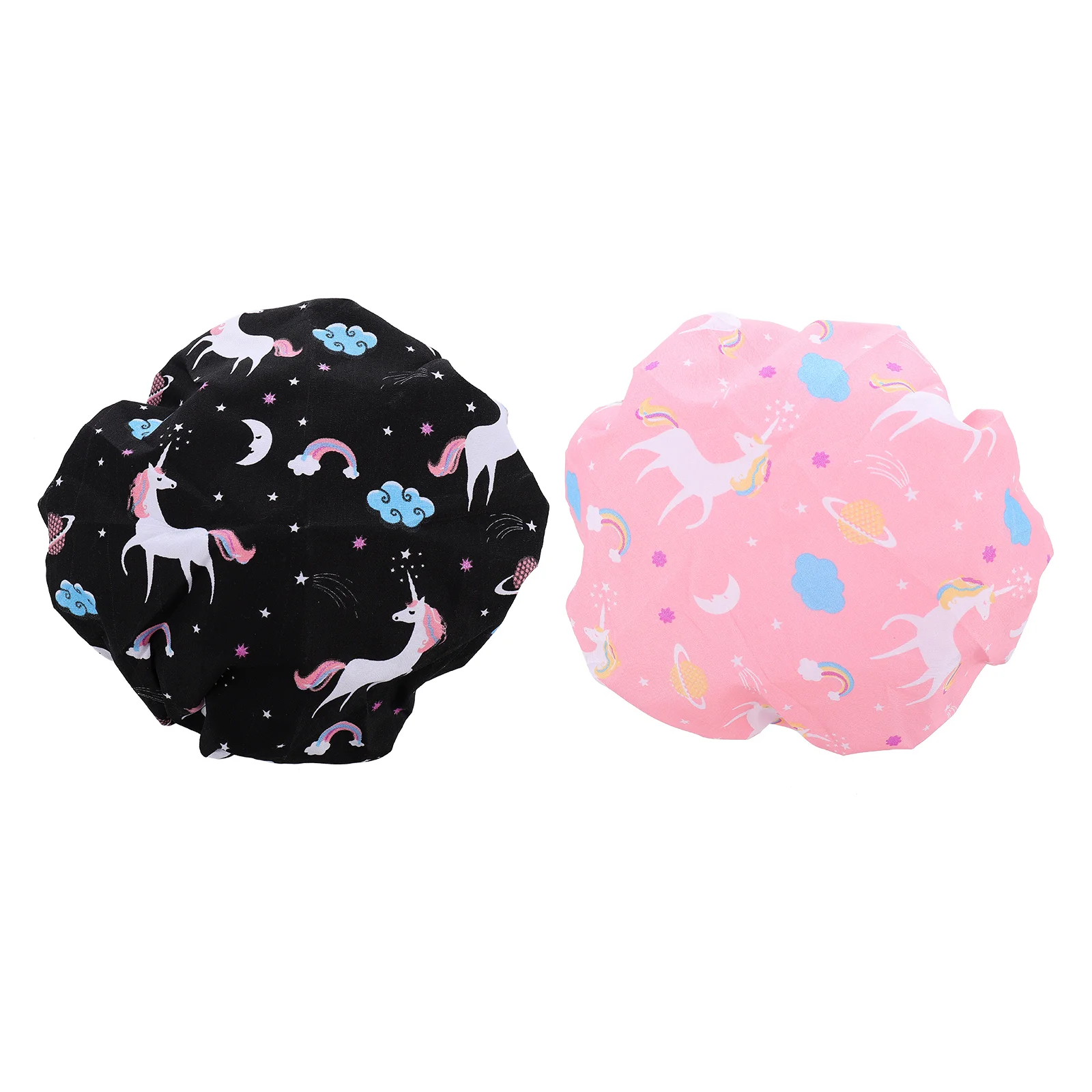

2pcs Unicorn Shwo Cap Unicorn Elastic Bathing Cap Shower Hat Bathroom Hat