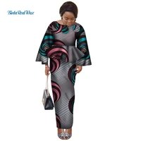 bazin riche african ruffles sleeve tops and skirt sets for women traditional african print 2 pieces skirt sets clothing wy3055