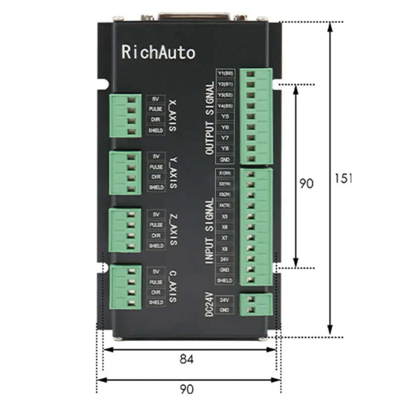 Оригинальный RichAuto DSP A11 A12 A15 A183 4-осевой USB-контроллер монтажная плата английская
