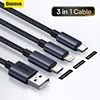 Baseus 3 in 1 USB Cable Type C Cable For Samsung Xiaomi Mi 9 Huawei Cable For iPhone 13 12 11 Phone Charger Micro USB Data Cable 1