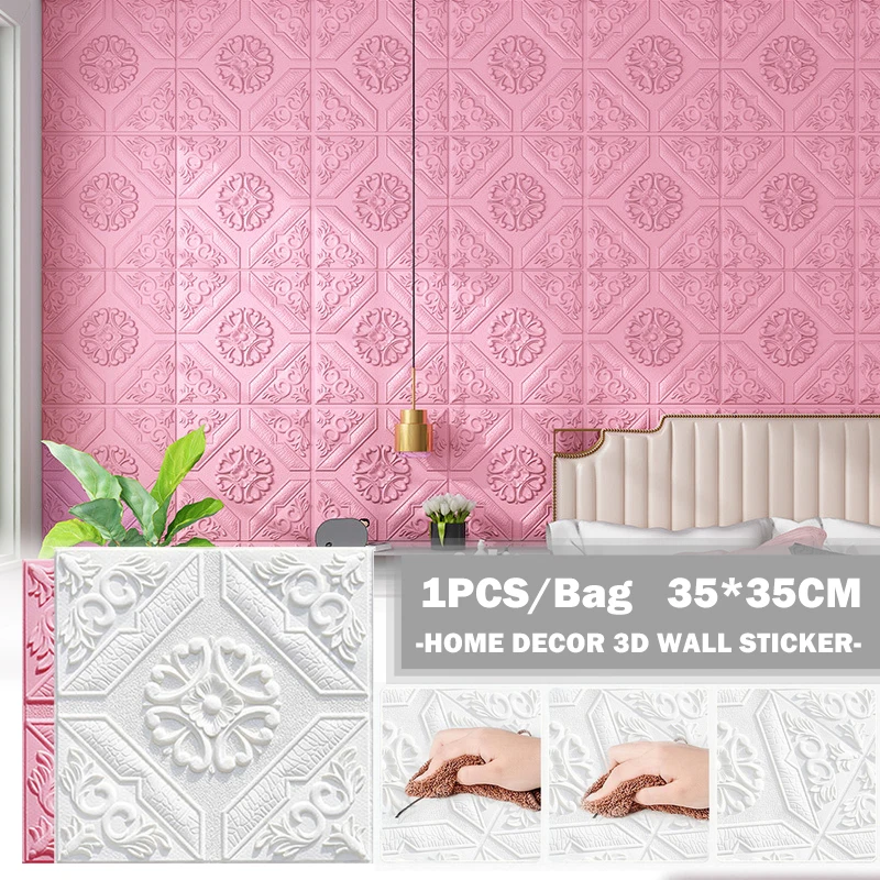 10pcs 3D Wall Stickers Self-adhesive Roof Ceiling Wallpaper Decor Stickers for Living Room Bedroom TV Background Foam Wallpaper