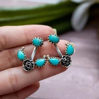 vintage tibetan natural blue stones drop earring for women bohemia statement dangle party fashion jewelry gifts