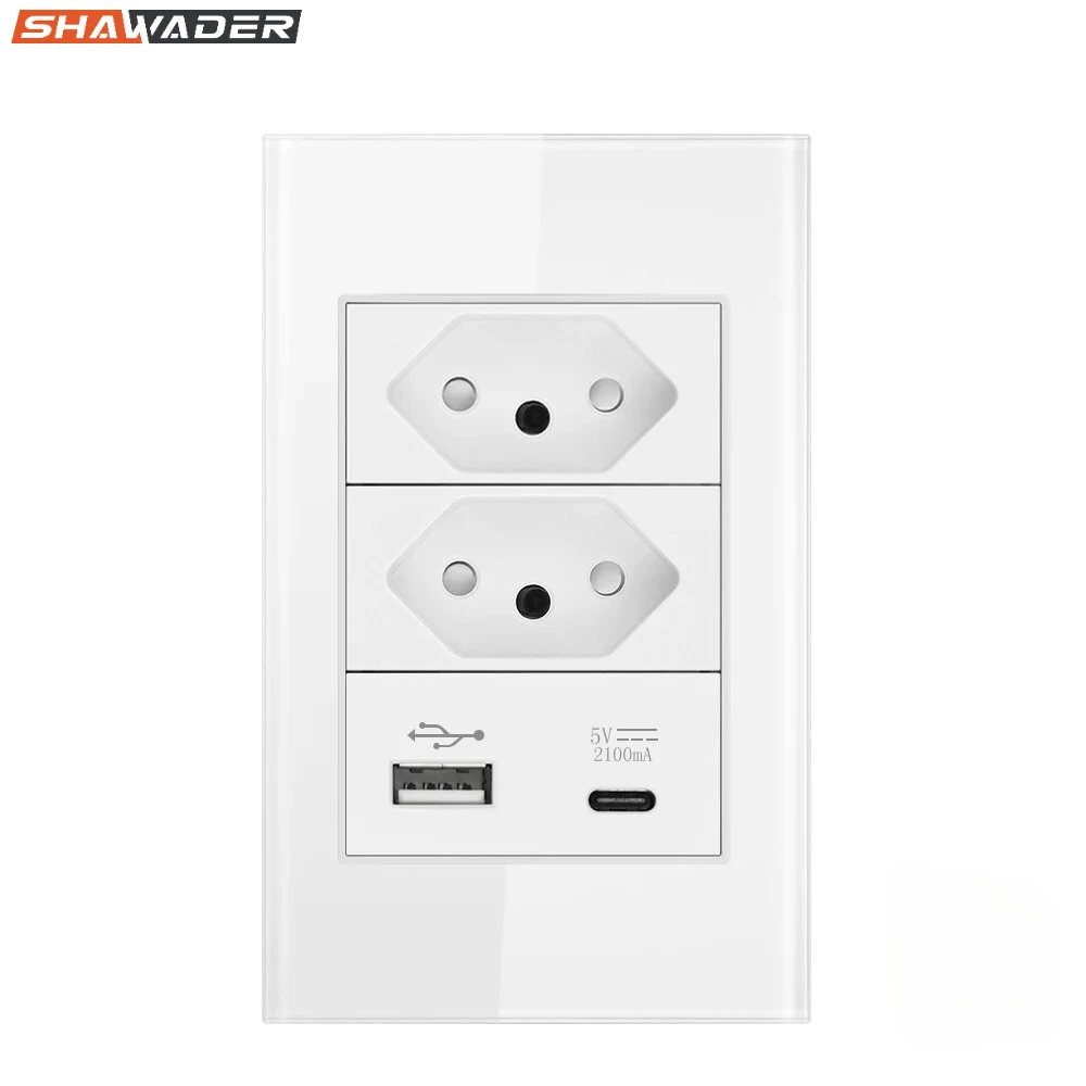 10 А 20 бразильская настенная розетка с USB Type-C 5 в 118 мА позиций электрическая панель