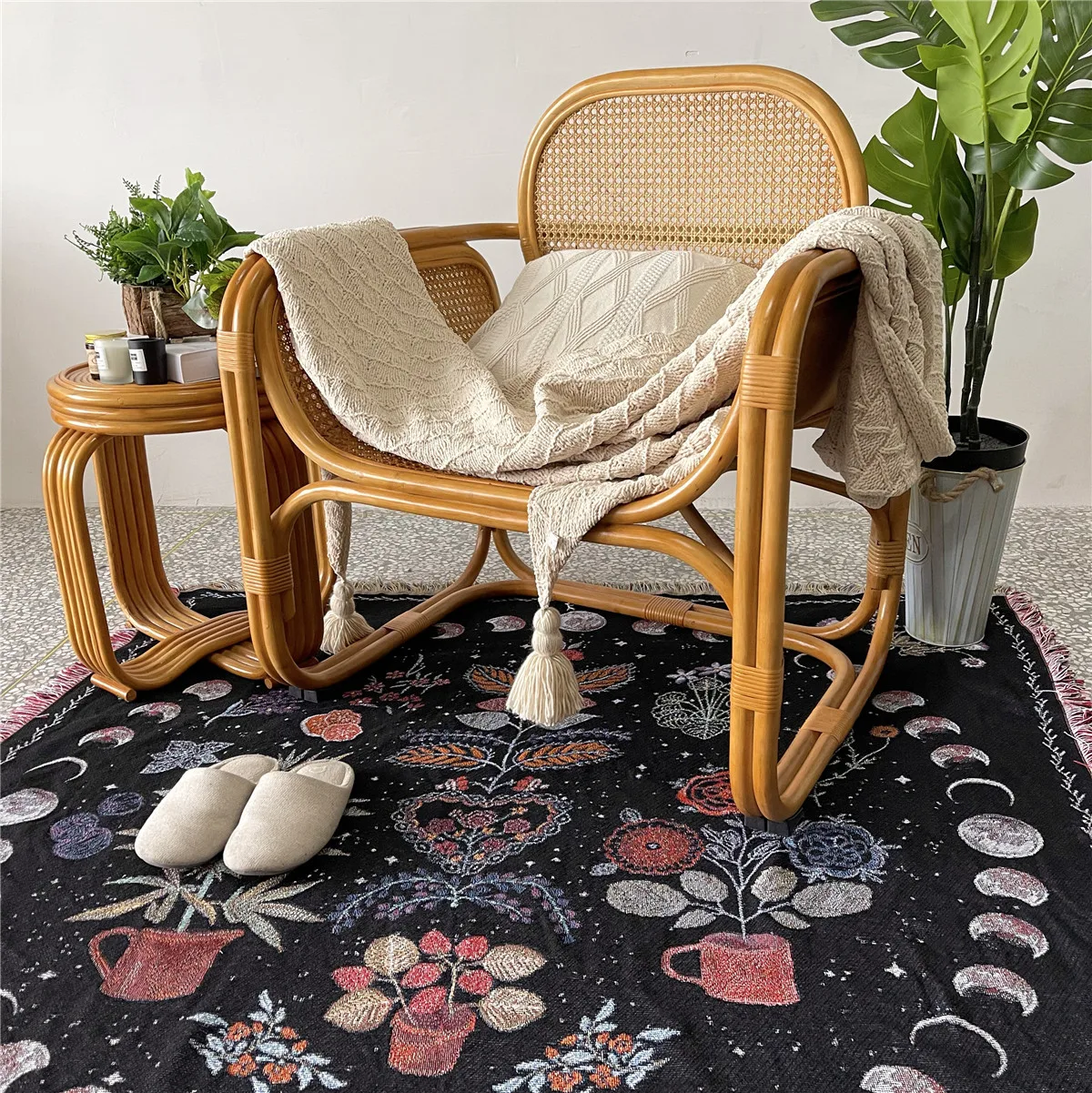Moon Phase Blankets Plaid Tapestry Wall Hanging Tassels Linen Dorm Decor Starry Sky Rug Carpet Sofa Mats 130x150CM |