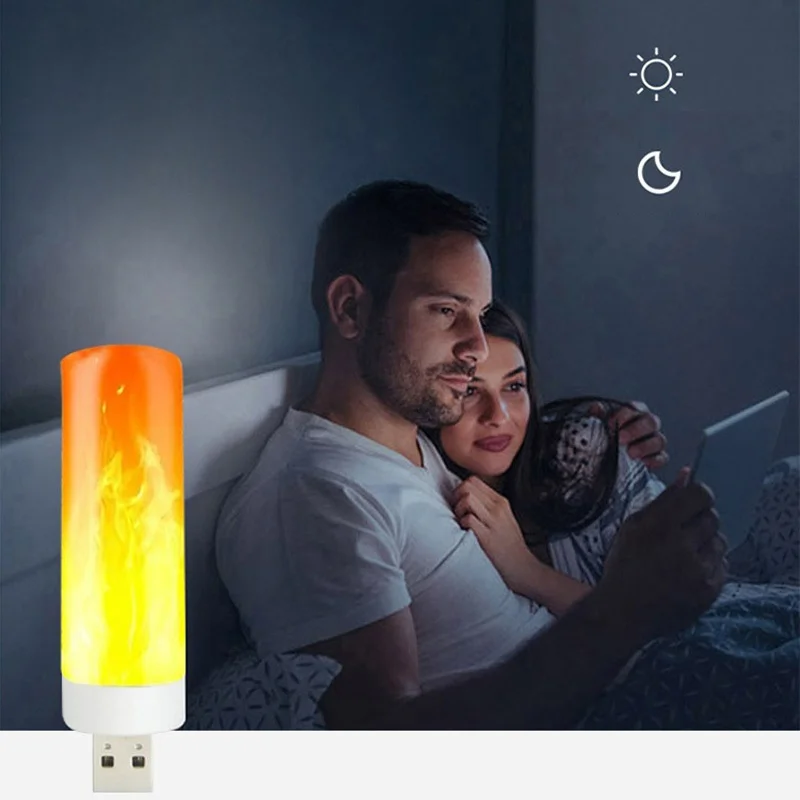 

Portable Usb Candle Night Lights For Bedroom Nightlights Flickering Flame Night Lamps Dynamic Simulation Flame Effect D308-10FA