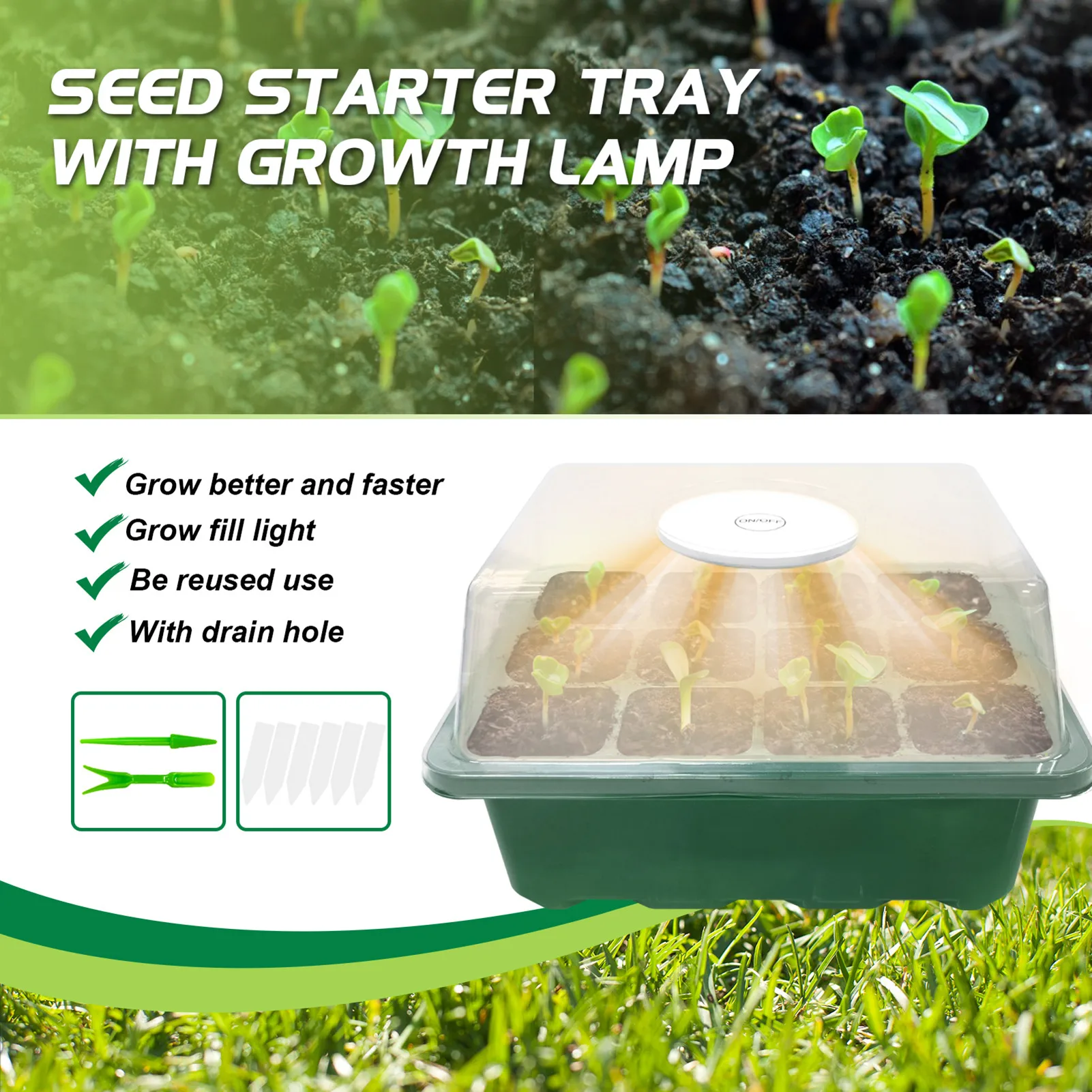 

2Pcs Seed Starter Trays Convenient Seed Starter Kit Adjustable Plant Starter Greenhouse Grow Trays Mini Propagator Station For