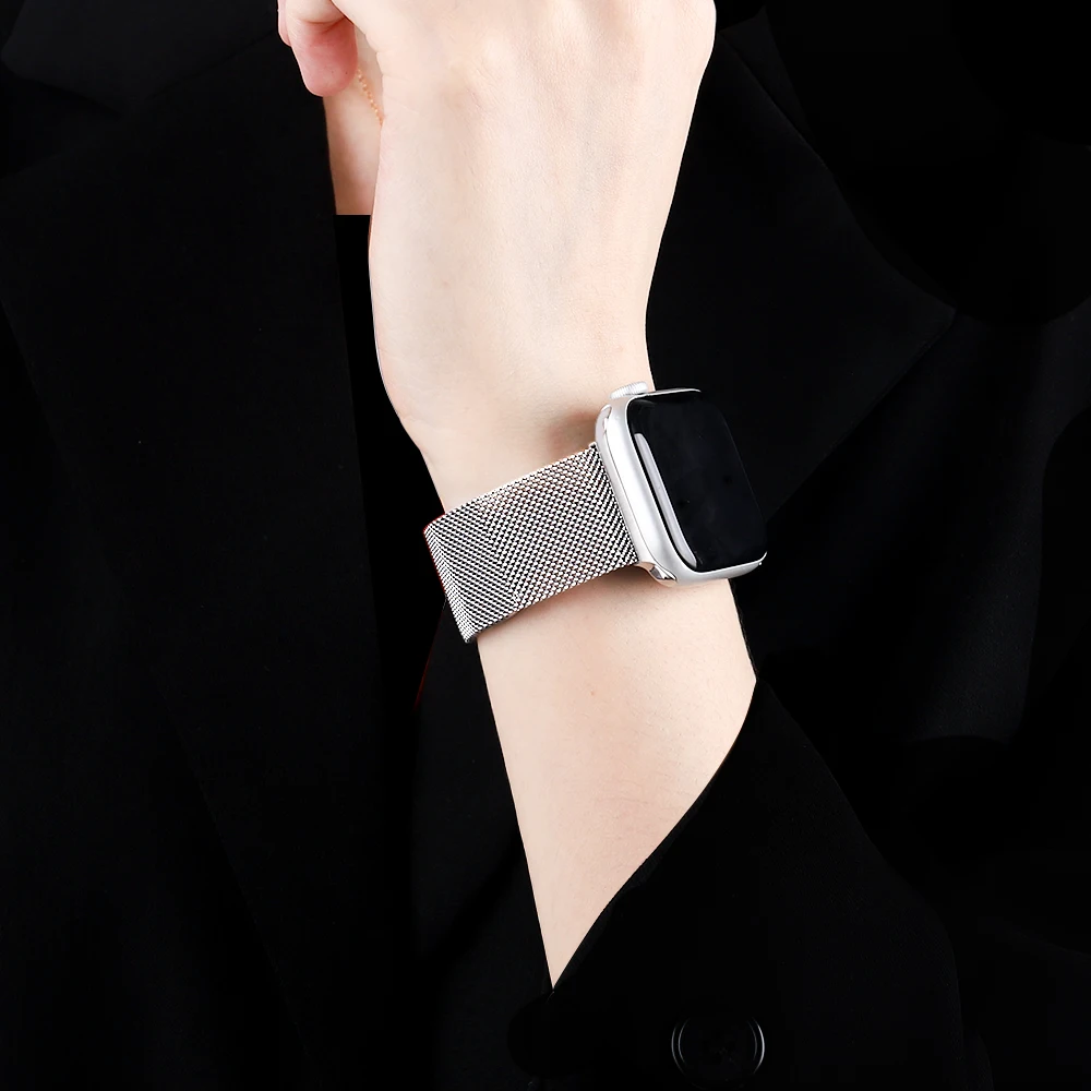 

Bracelet milanais en acier inoxydable pour Apple Watch 6 Se, 44mm 40mm 42mm 38mm, pour montre connectée iWatch série 345, boucle