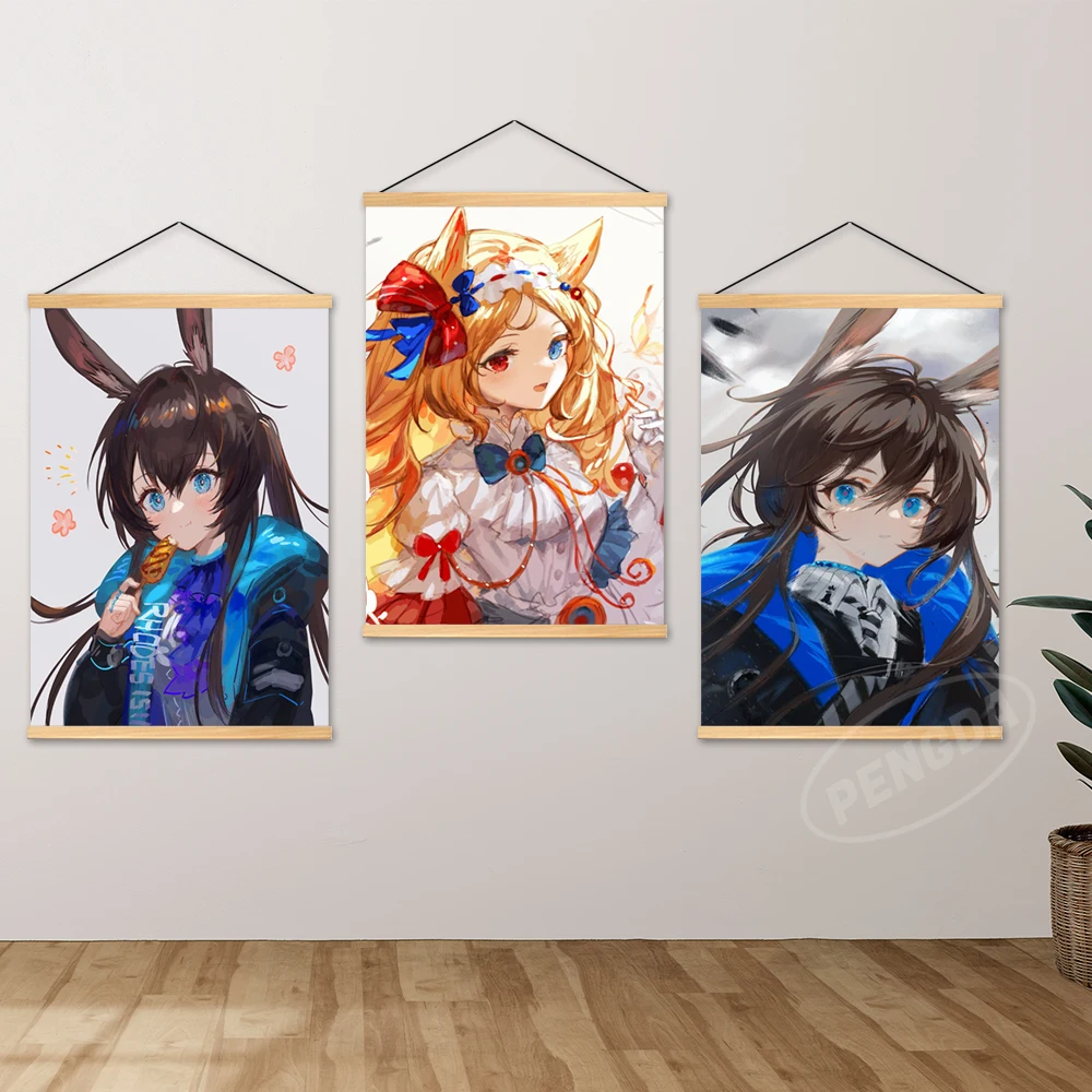 Canvas Arknights Print Game Painting Goldenglow Wall Nian Art Amiya Picture Shamare Poster Home Decor Hanging Wooden Living Room