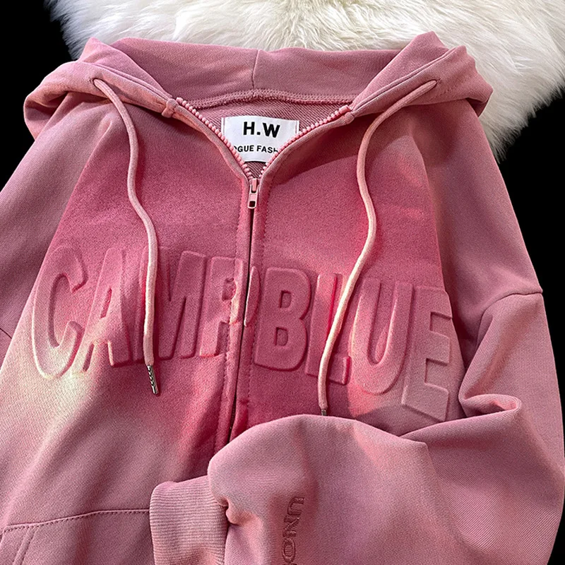 

2023 Y2k Hoodies Male/Female Zipper Long Sleeved Aesthetic Sweatshirts Oversized Coats Streetwear Drawstring Korean Tops Korean