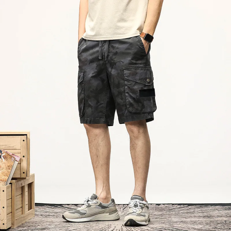 

Men Shorts Multiple Pockets Casual Loose Cargo Shorts Man Military Outdoors Classic Compass Armband Embroidered Men Shorts Pants