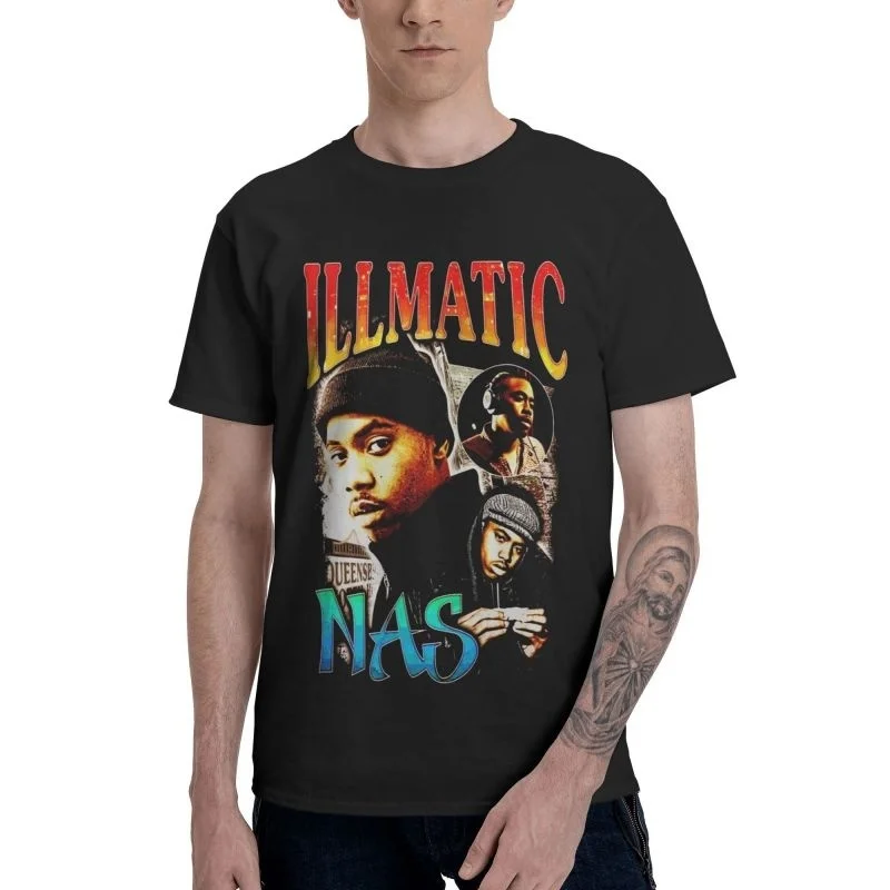 

Men's Nas Illmatic T-Shirt Graphic Rapper Hip Hop Tshirt Short Sleeve Hip Hop T Shirt Homme Cotton Tee Tops Clothing
