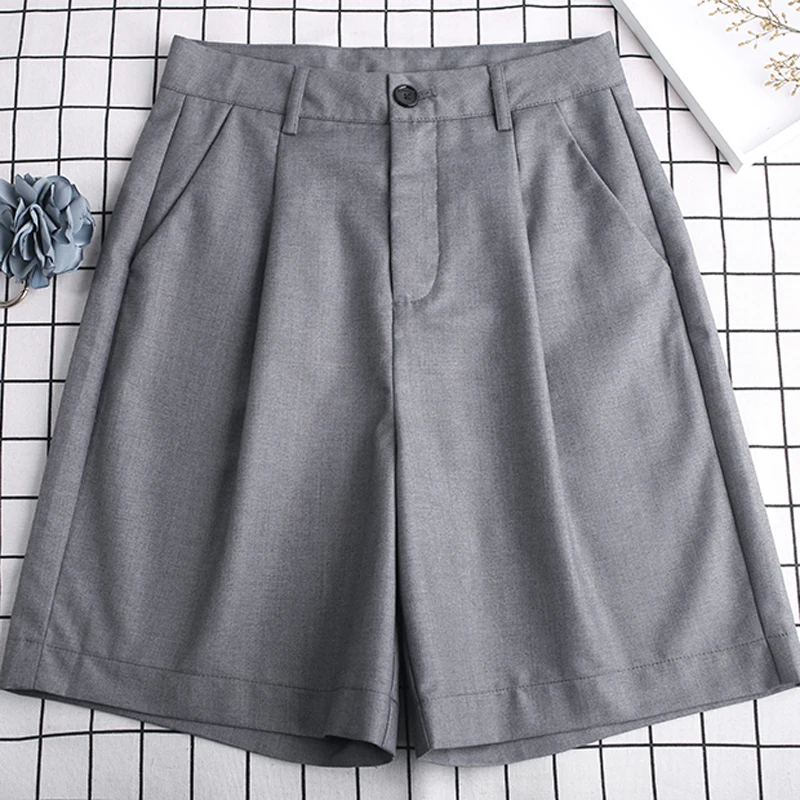 Women Straight Vintage Loose Casual Black Large Shorts 2021 Female Harajuku High Waist Solid Formal Suits Shorts All-match