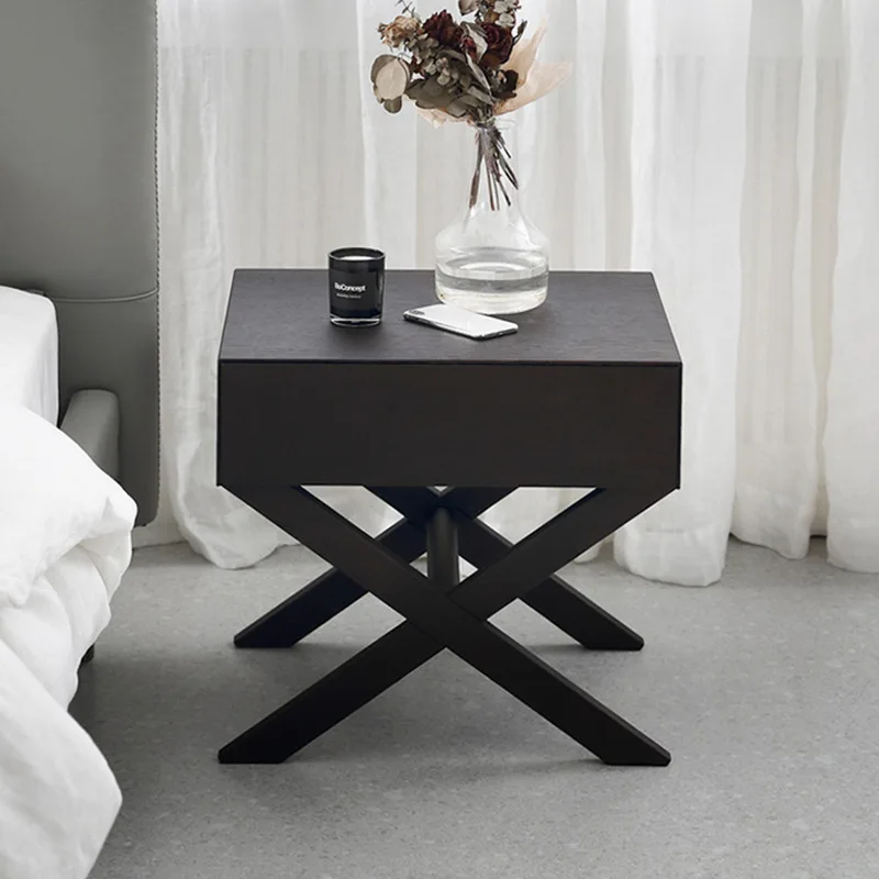 

Small nordic Luxury Nightstands mobile Modern Hotel Wooden Bedroom bedside table Space Saving Table De Chevet Home Furniture