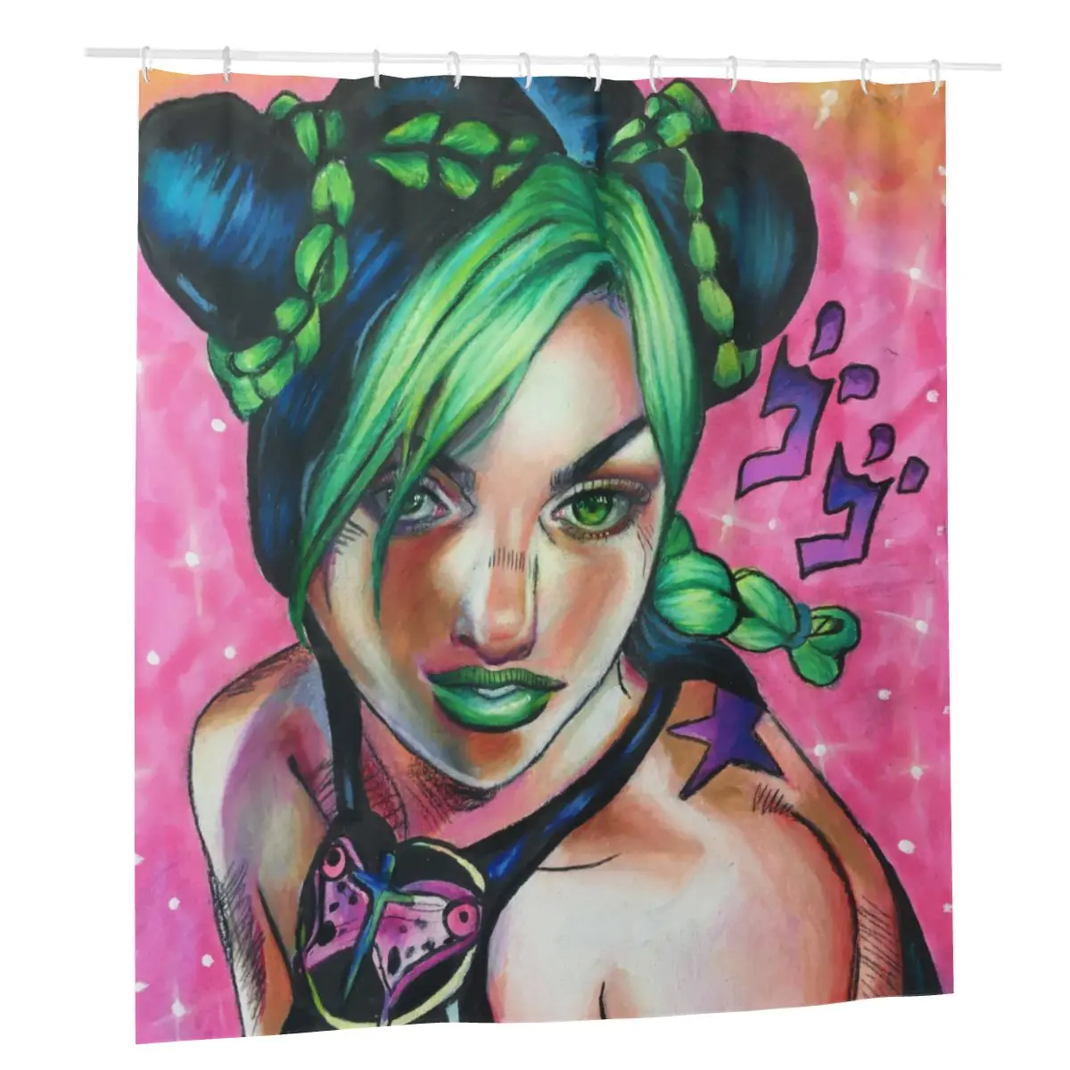 

Jolyne Kujo Shower Curtains Polyester Bath Curtains Anime Jojo's Bizarre Adventure Bathtub Cloth Screen for Bathroom Shower