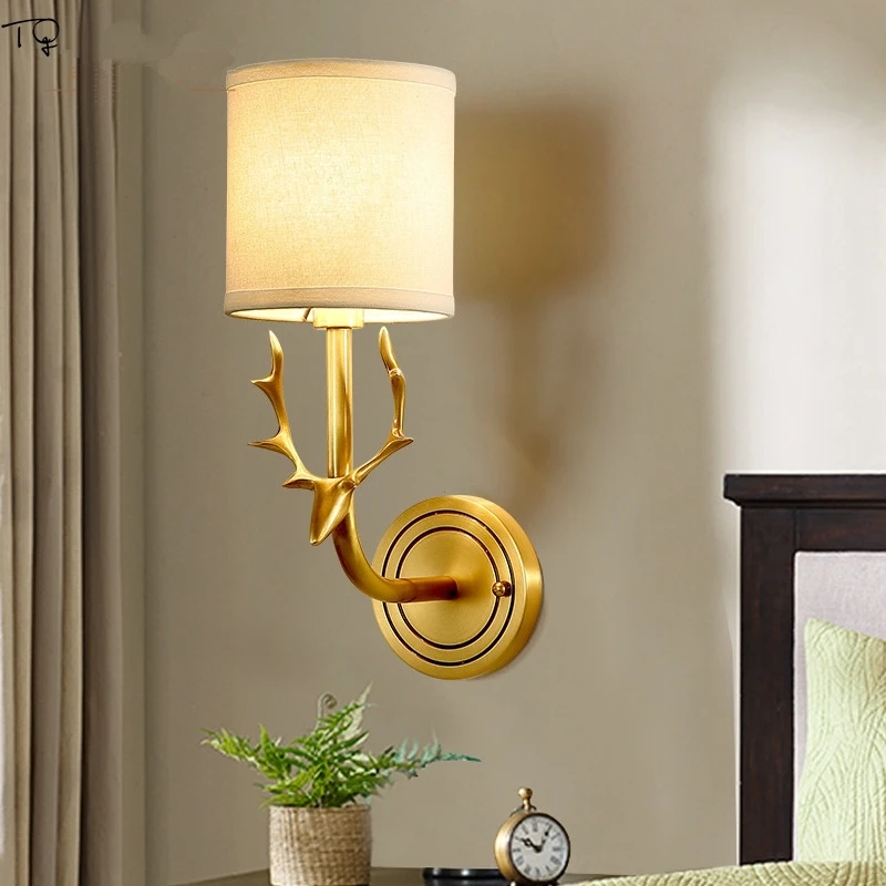 

Американская Роскошная настенная лампа с Медной головкой оленя, дизайнерский светодиодный настенный светильник золотого цвета, прикроватная лампа для гостиной, спальни, коридора, ванной, бара