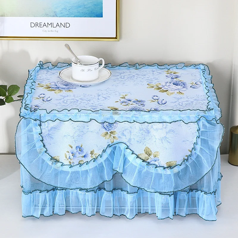 

Polyester Yarn Edge Pastoral Lace Style Microwave Dust Cover Home Kitchen Appliances Microwave Oven Emergency Dust Cover