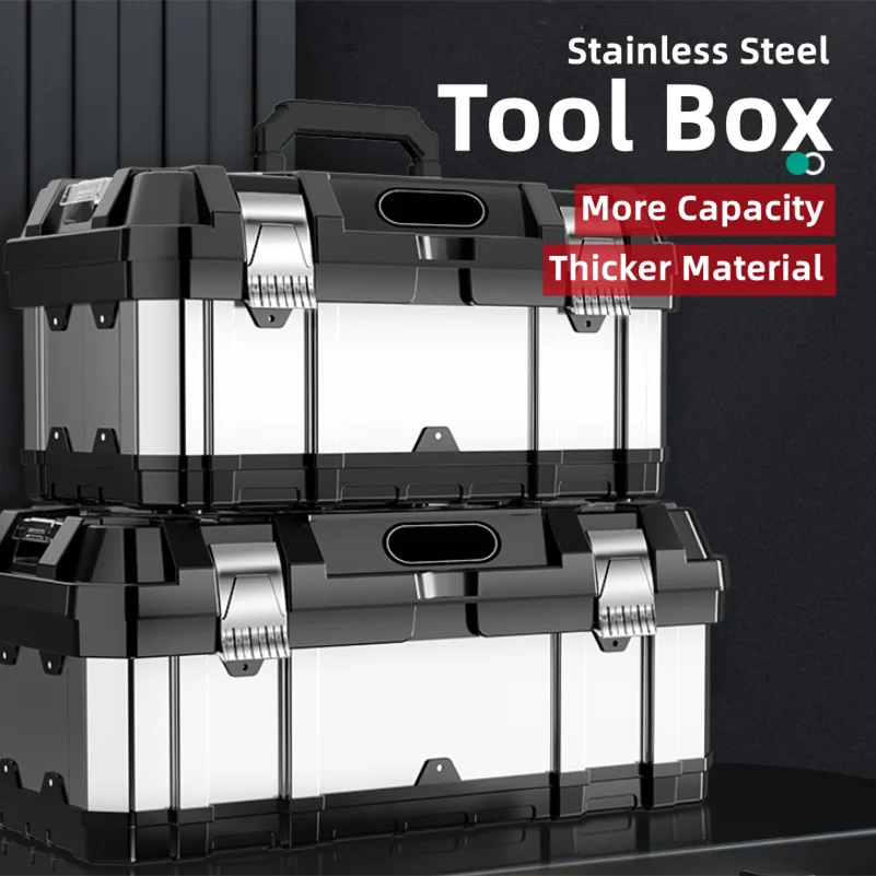 Stainless Steel Toolbox 2 Layers Multifunction Hand Tools Storage Case Portable Household Repair Tools Hardware Organizer Boxes
