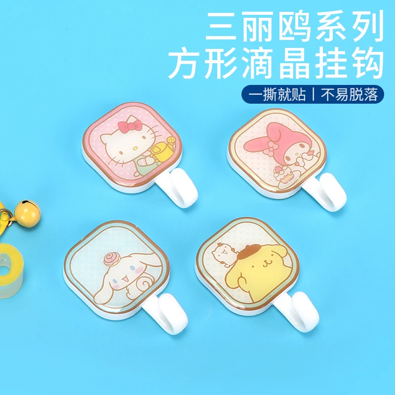 

4 шт. кавайная Sanrioed аниме мультяшная серия mymelody Cinnamoroll Kuromi милая Мода ПВХ прочная вискоза без отверстий крючок маленький подарок
